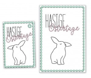 Stickdatei - Postkarte ITH Ostern "Hasige Ostertage" Hase